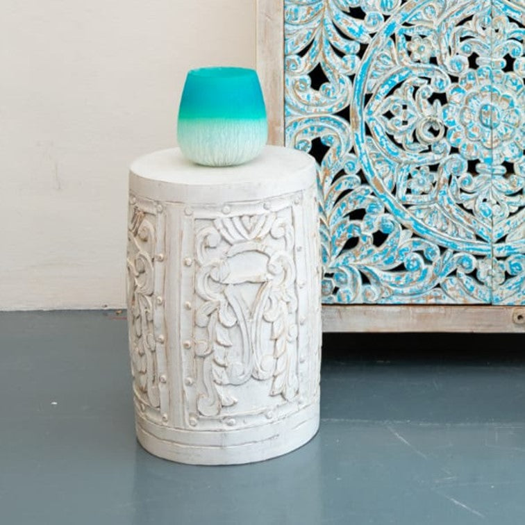 Palmer Hand Carved Wooden Stool