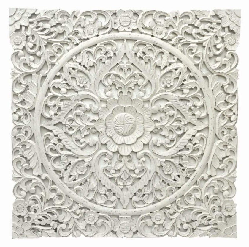 Emily Carved Wall Panel White