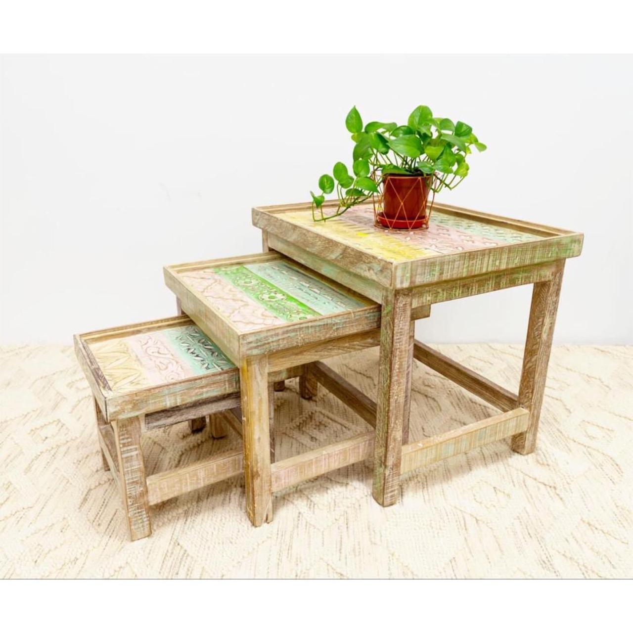 Lyric Wooden Hand Painted Nesting Table