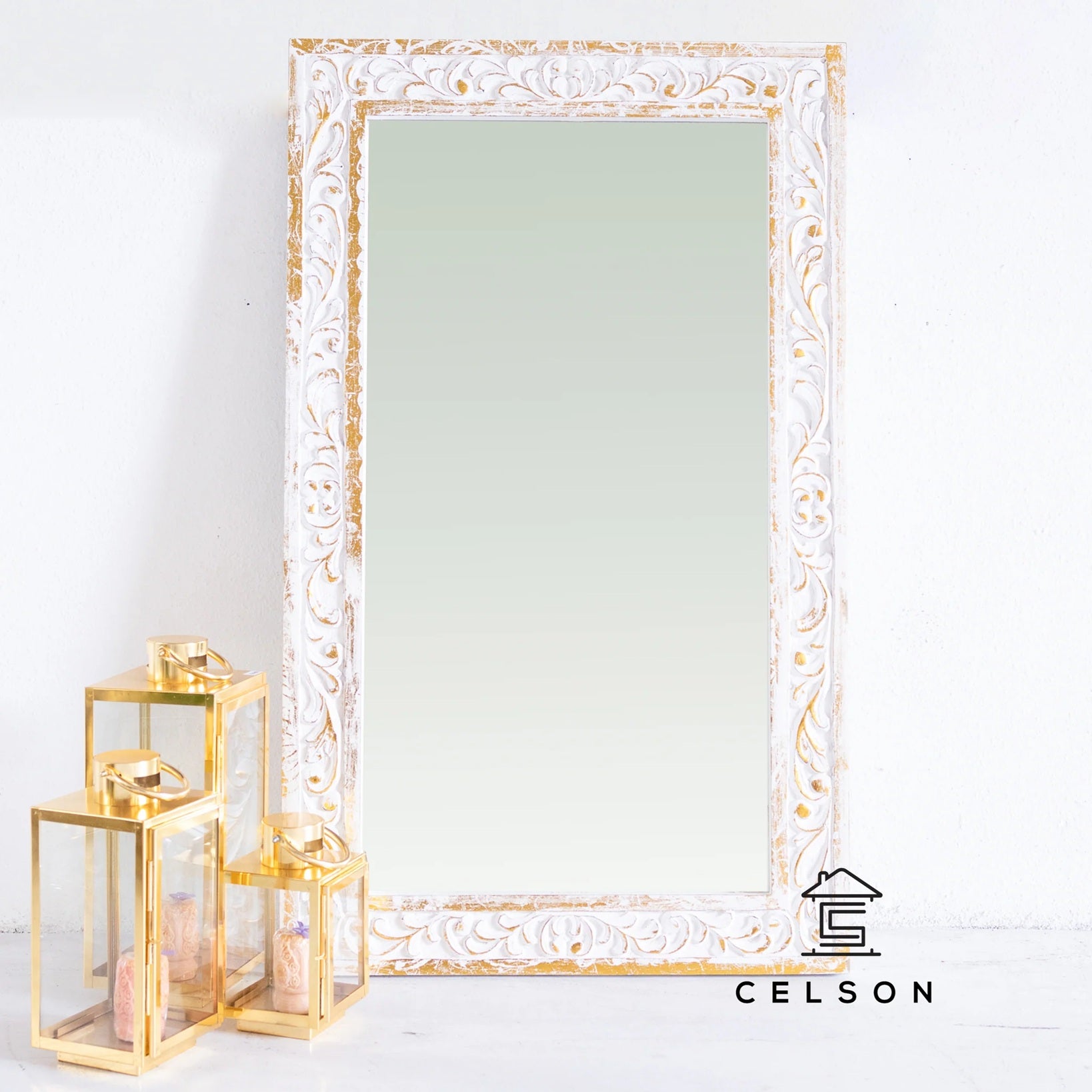 Evan Carved Wooden Mirror