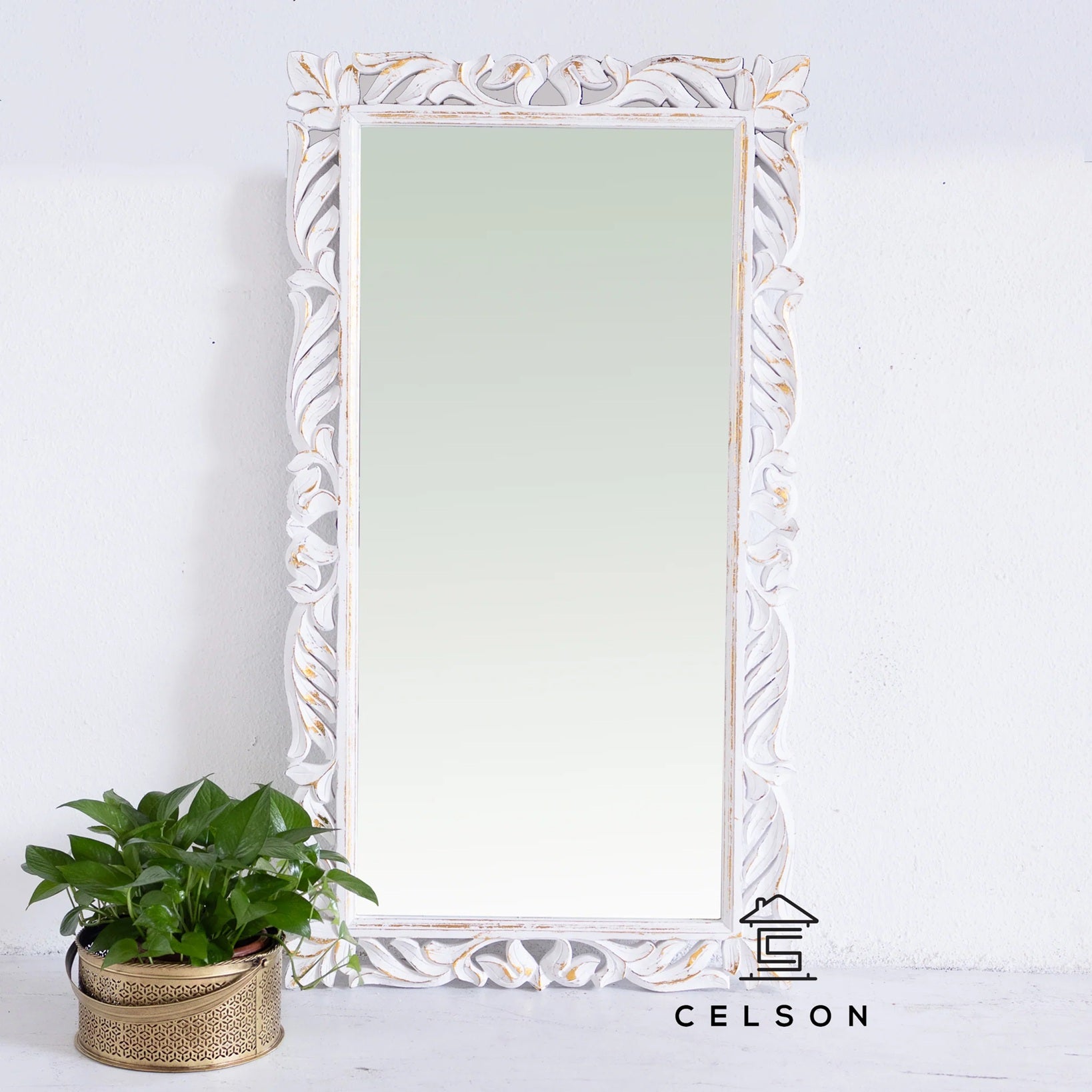 Kathy Carved White & Gold Mirror
