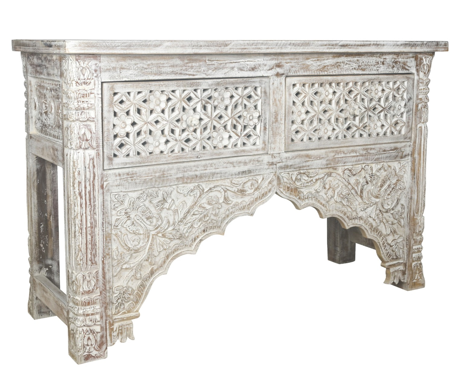 Peter Hand Carved Wooden Console Table