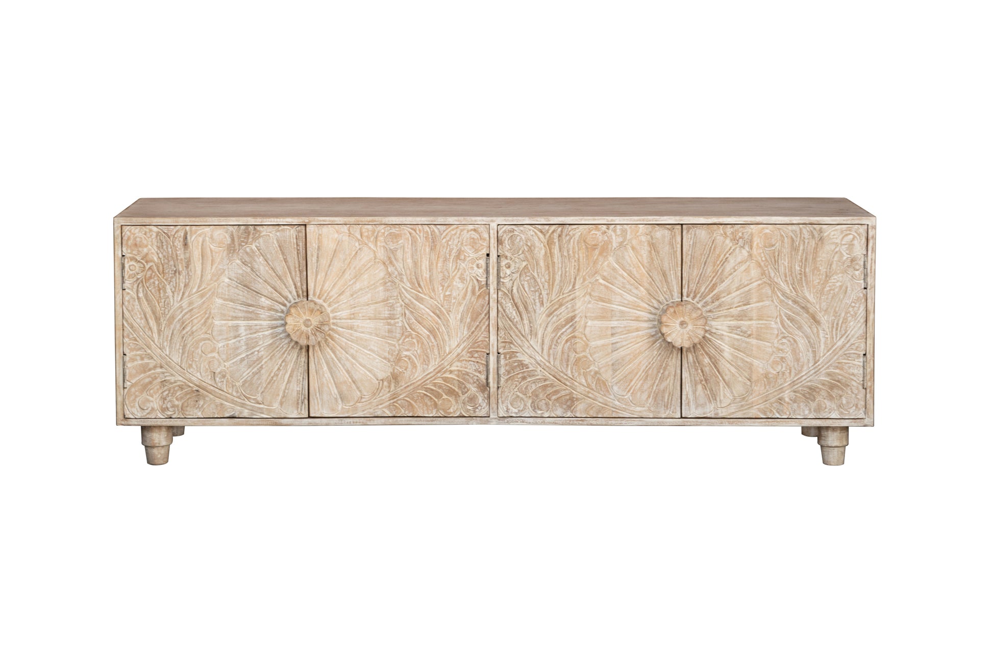 Zia Hand Carved Wooden TV Cabinet