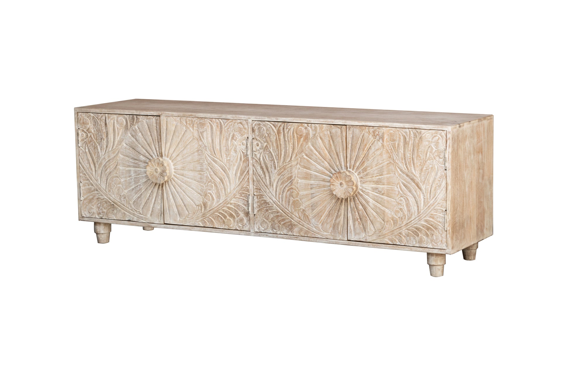 Zia Hand Carved Wooden TV Cabinet