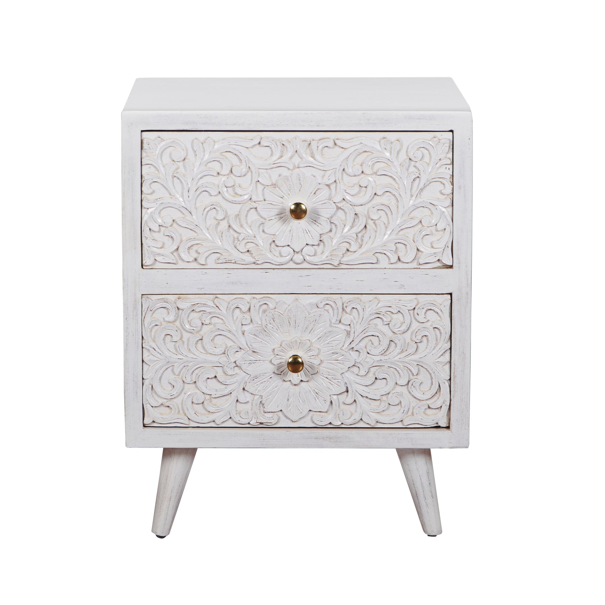 Noel Hand Carved Wooden Bedside