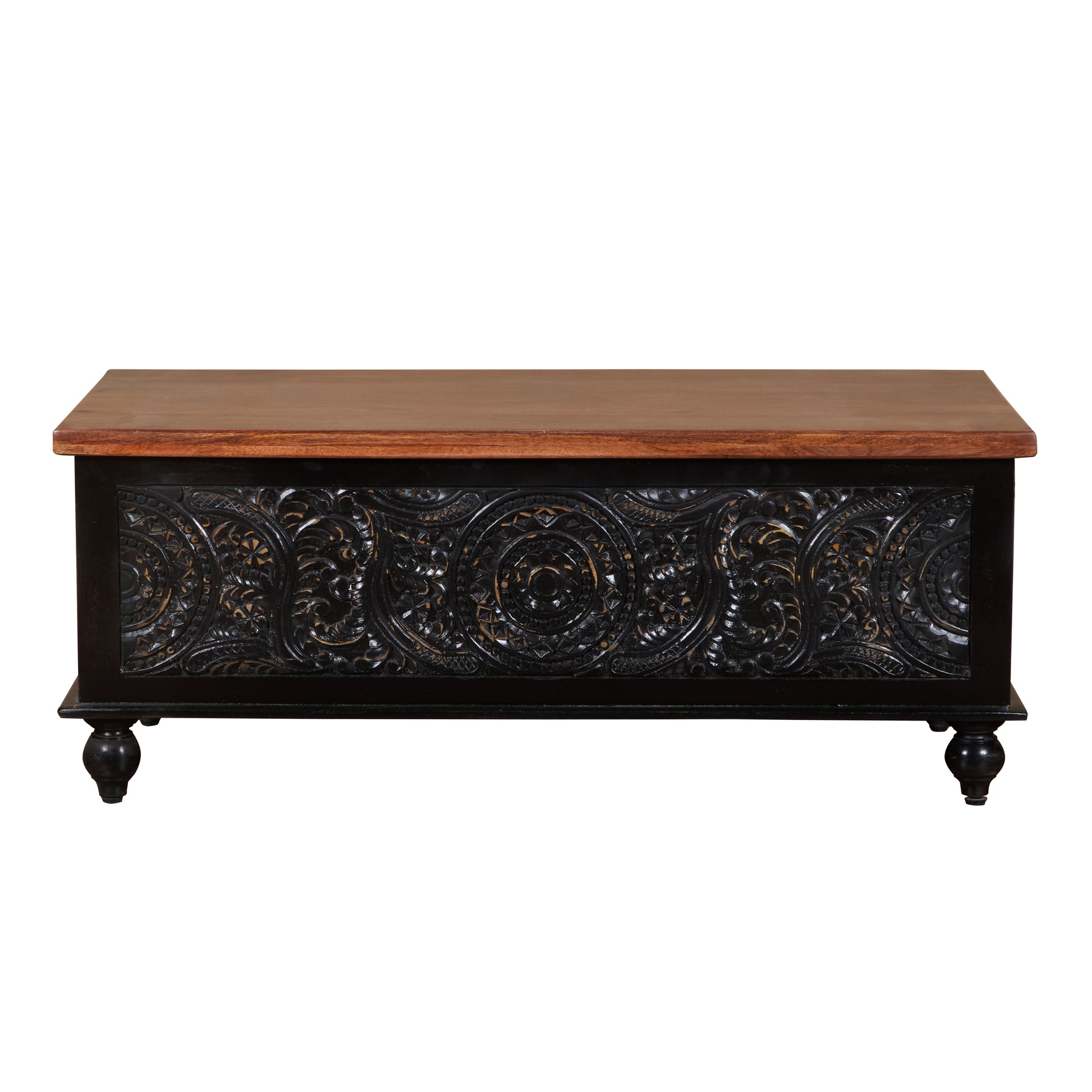 Becca Carved Wooden Storage Trunk