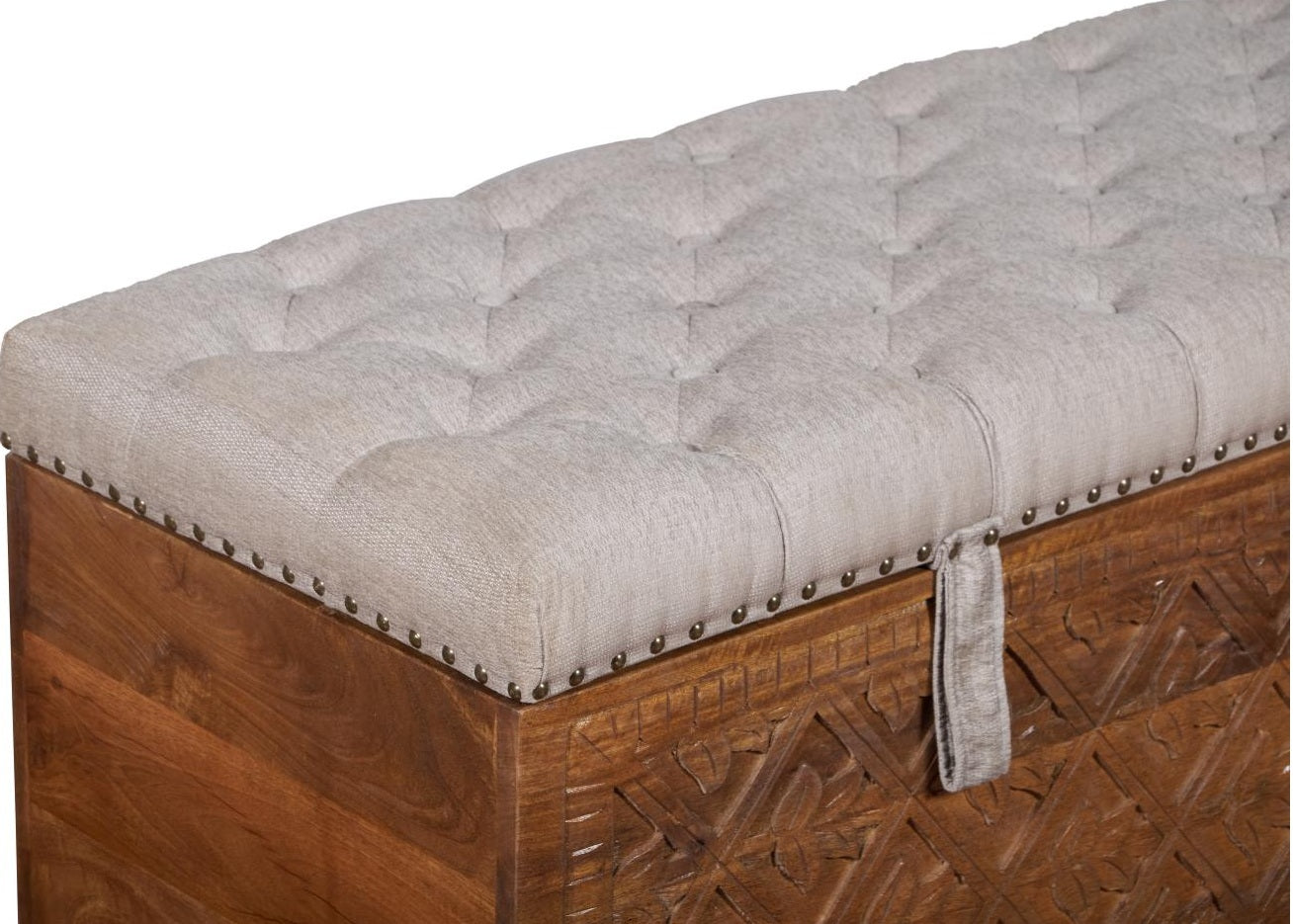 Rob Solid Indian Wooden Trunk with cushion