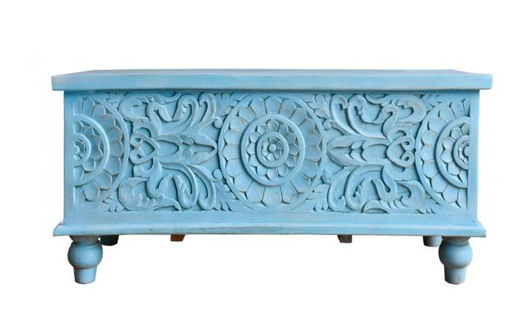 Pike Carved Wooden Storage Trunk