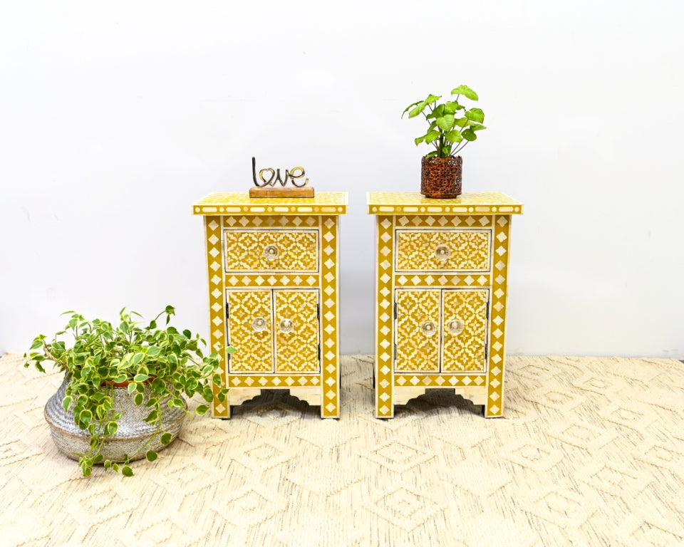 Viny Bone Inlay Bed Side