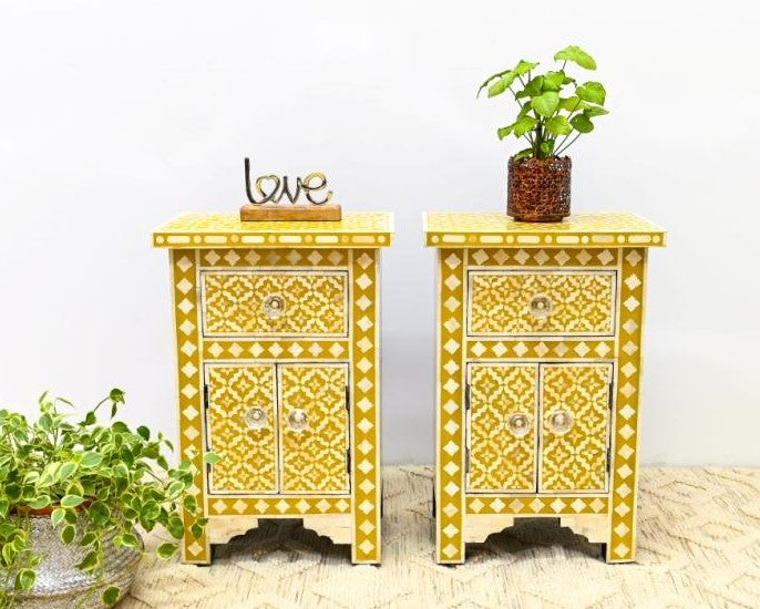 Viny Bone Inlay Bed Side