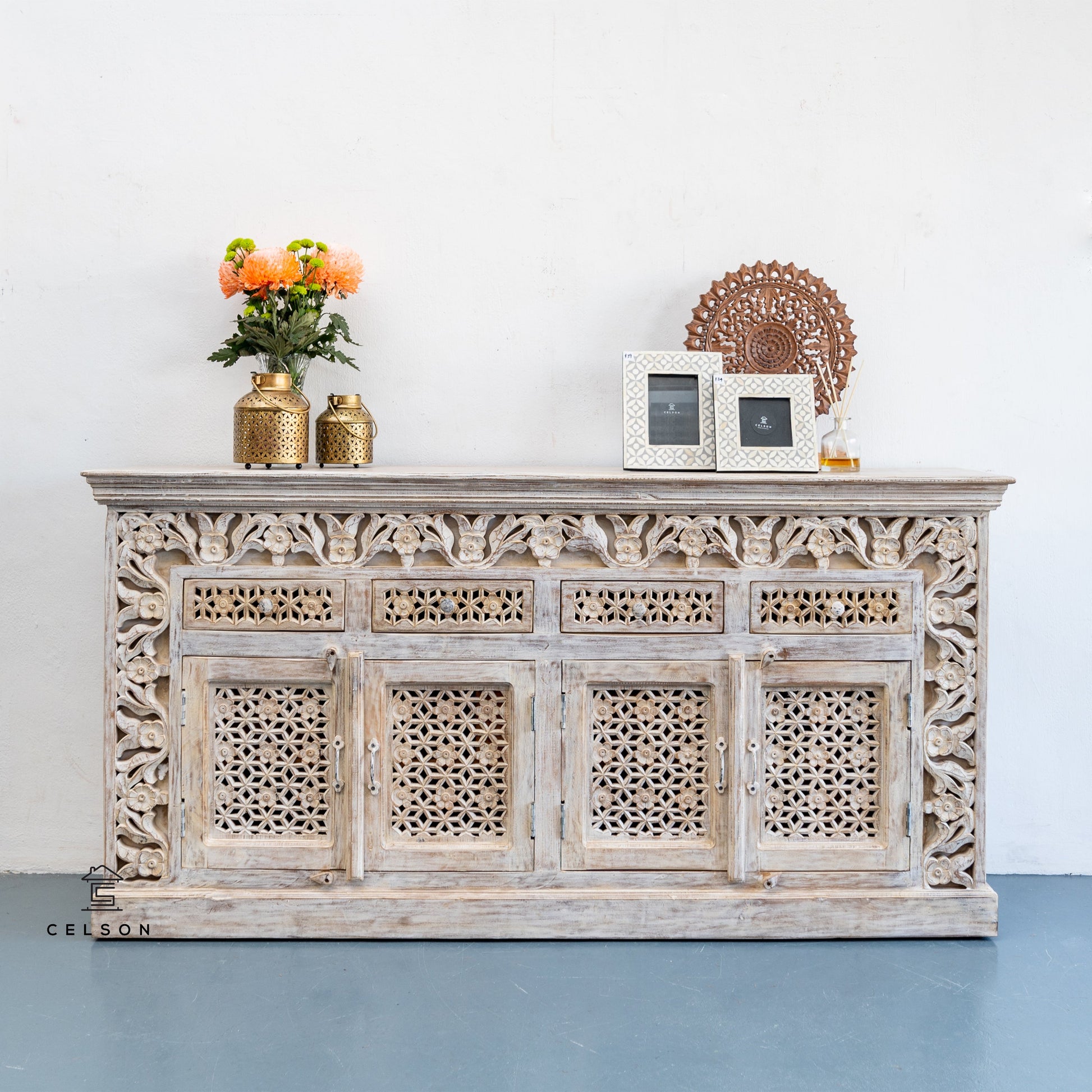 Ridhi Hand Carved Wooden Sideboard