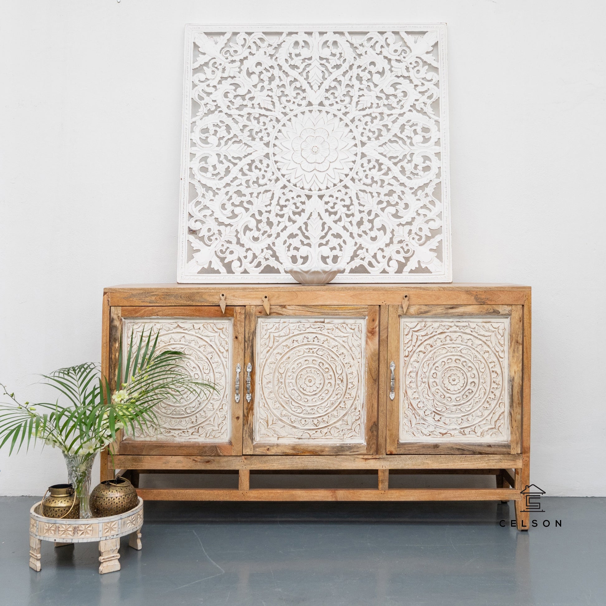 Oliver Hand Carved Wooden Sideboard