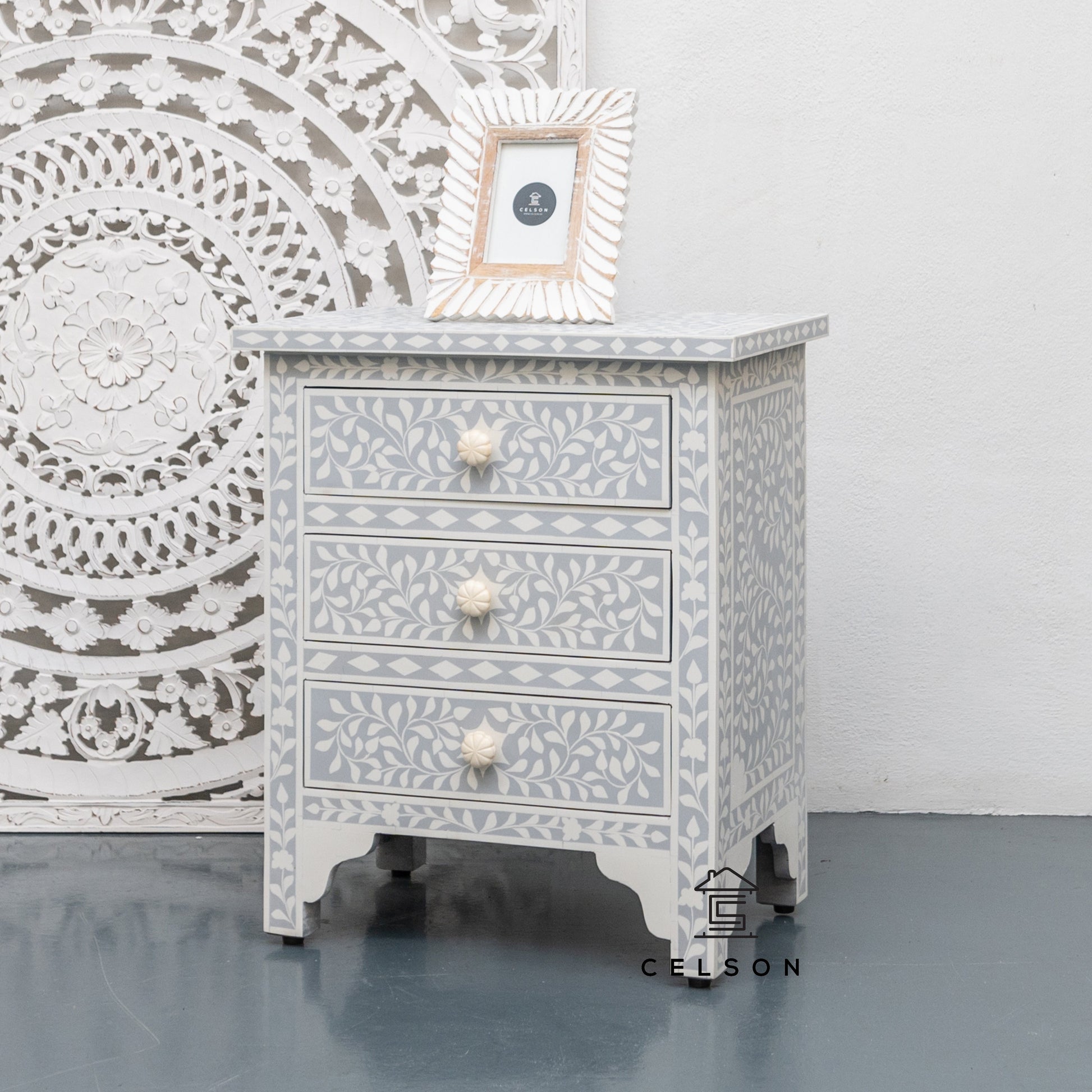 Emna Resin Inlay Bedside Table