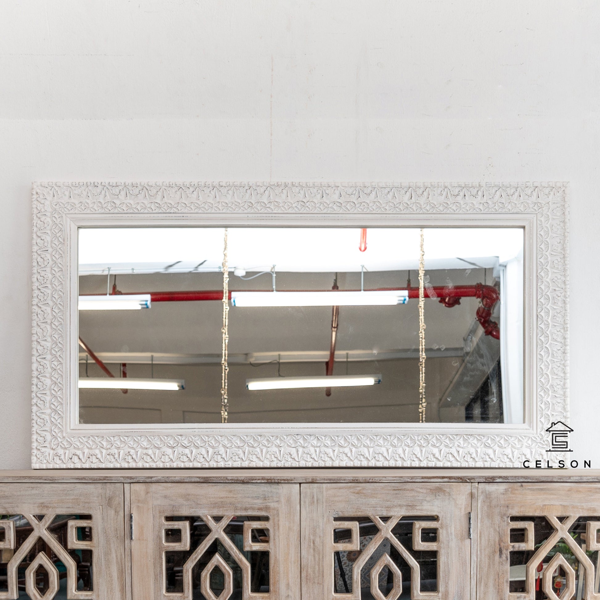 Riva Hand Carved Wooden Mirror