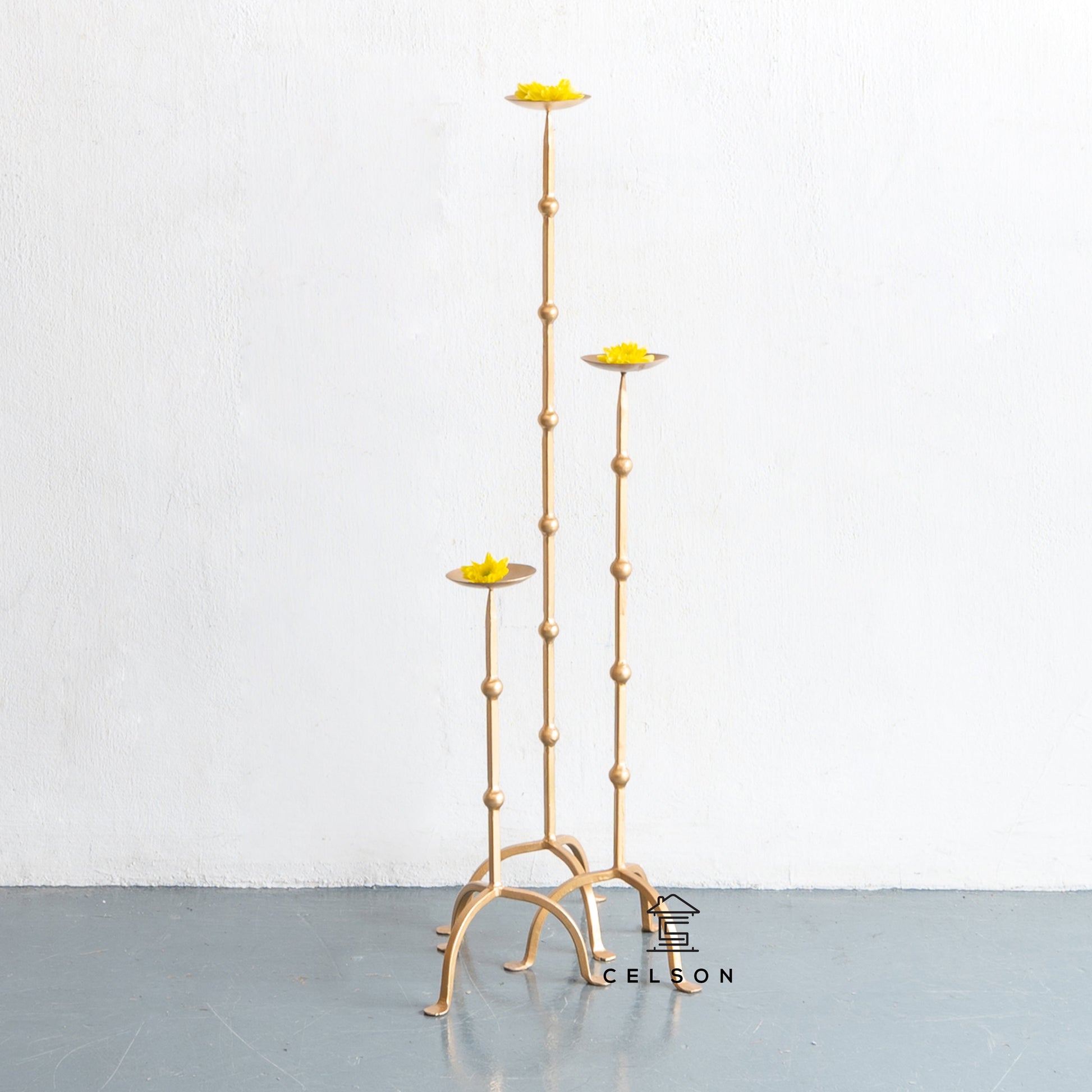 Nibha Brass Finish Metal Candle Stand