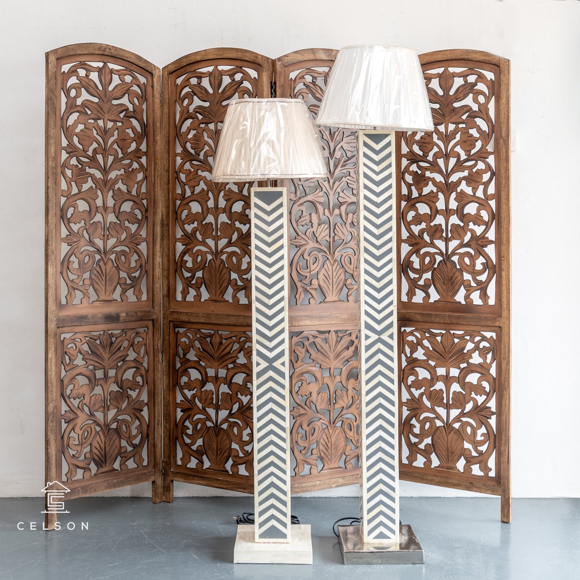 Rima Bone Inlay Floor Lamp