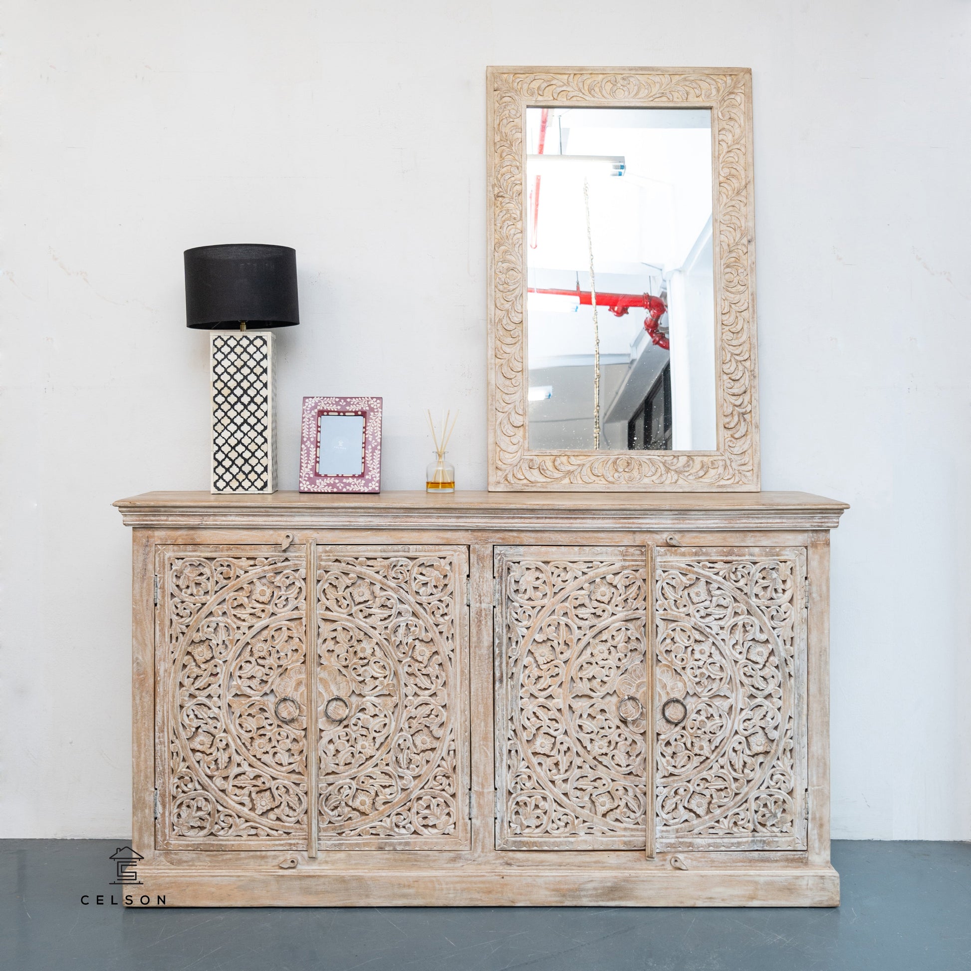 Anaya Hand Carved Side Board