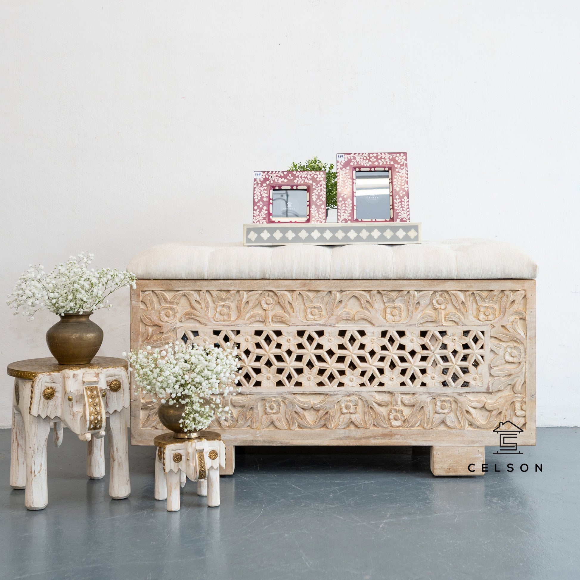 Elvis Wooden Carved Storage Trunk