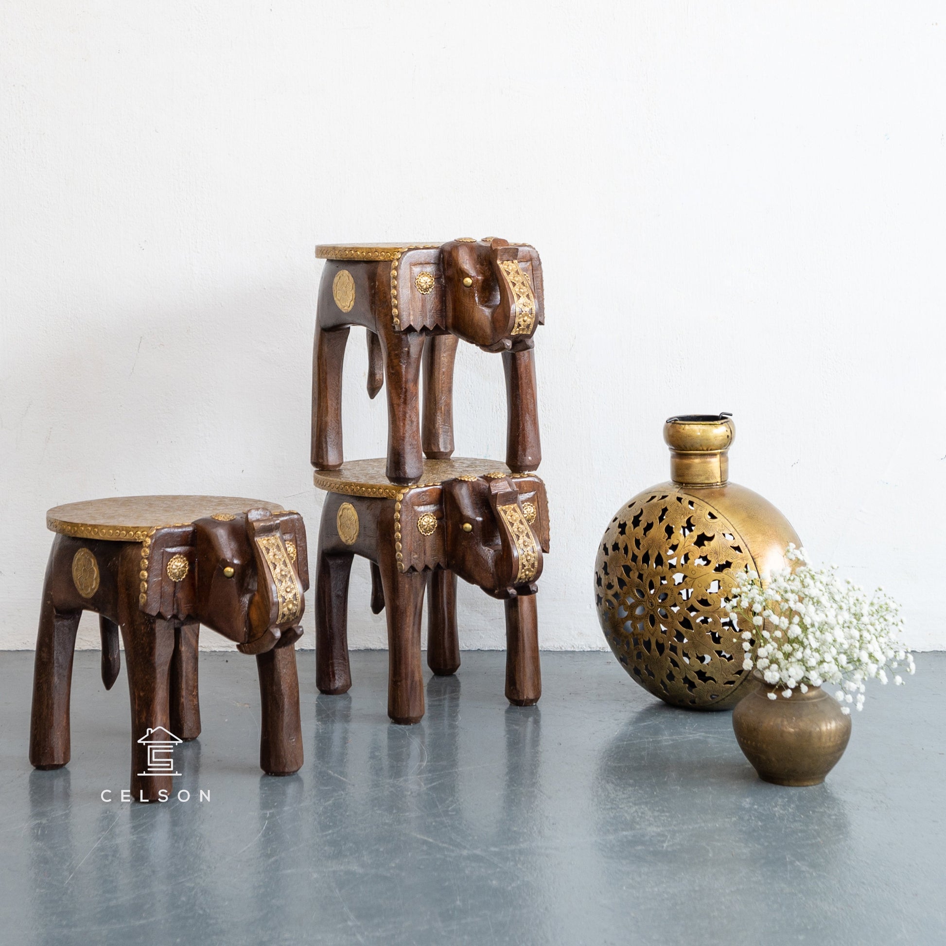 Eva Wooden Elephant Side Table