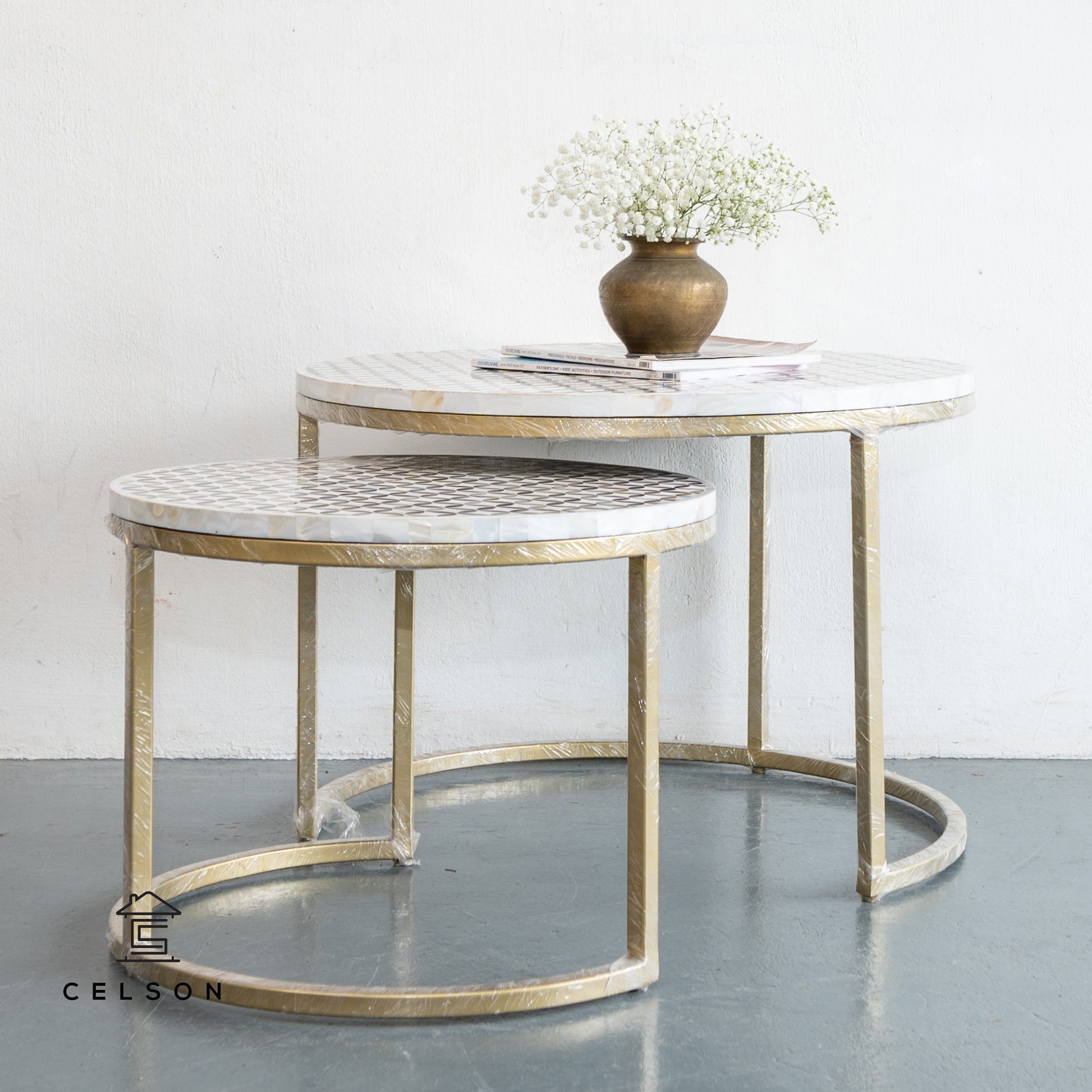 Zara Mother of Pearl Inlay Nesting Coffee Table
