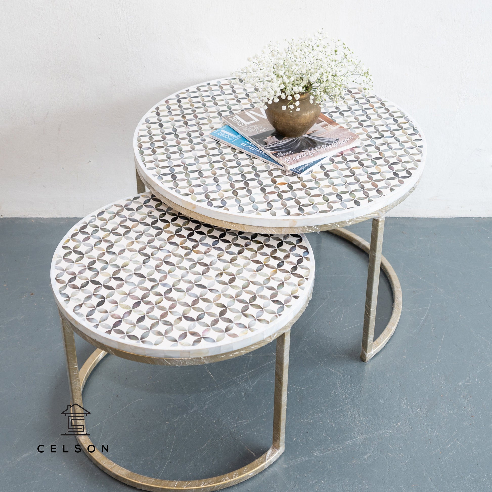 Zara Mother of Pearl Inlay Nesting Coffee Table