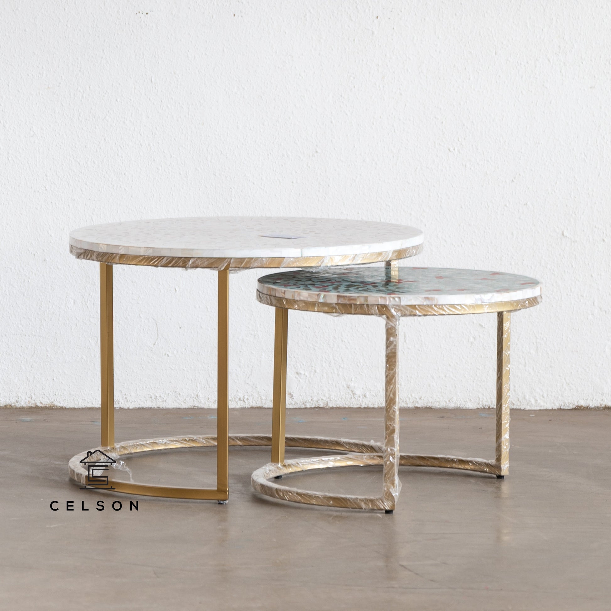 Mia Mother of Pearl Inlay Nesting Coffee Table