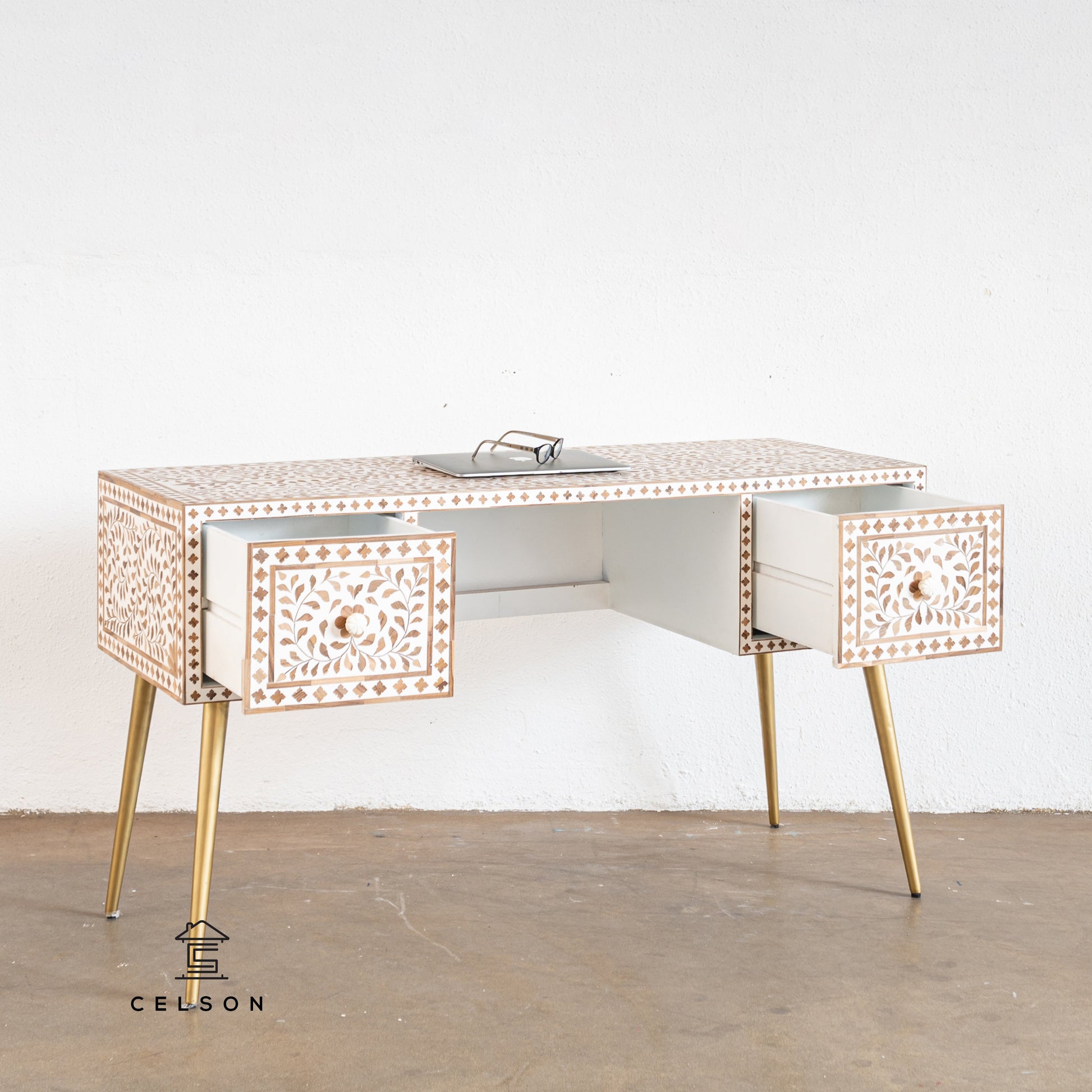 Avroah Hand Carved Wooden Study Table