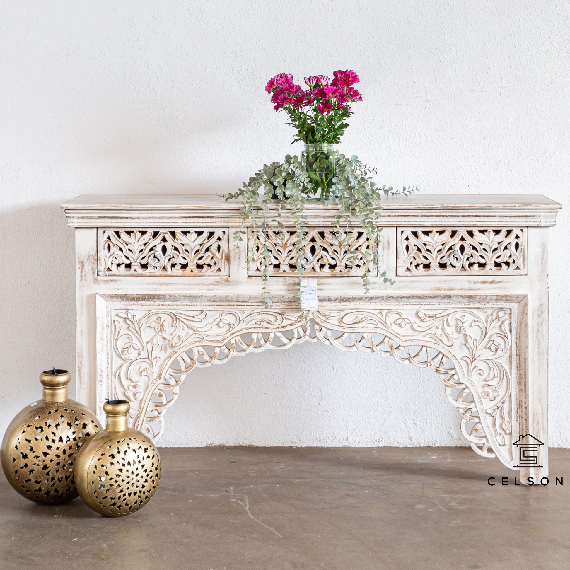 Amari Hand Carved Wooden Console Table