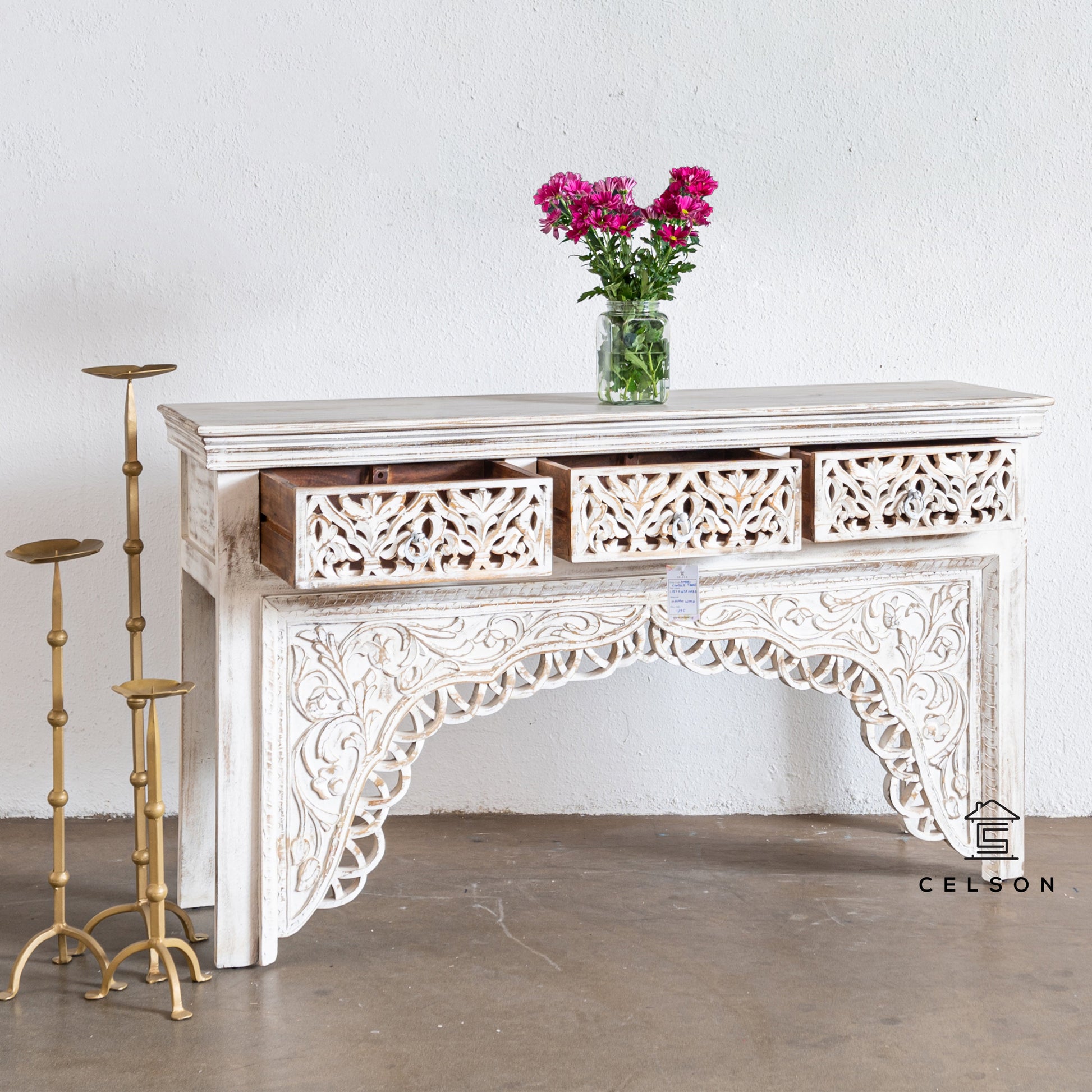 Amari Hand Carved Wooden Console Table