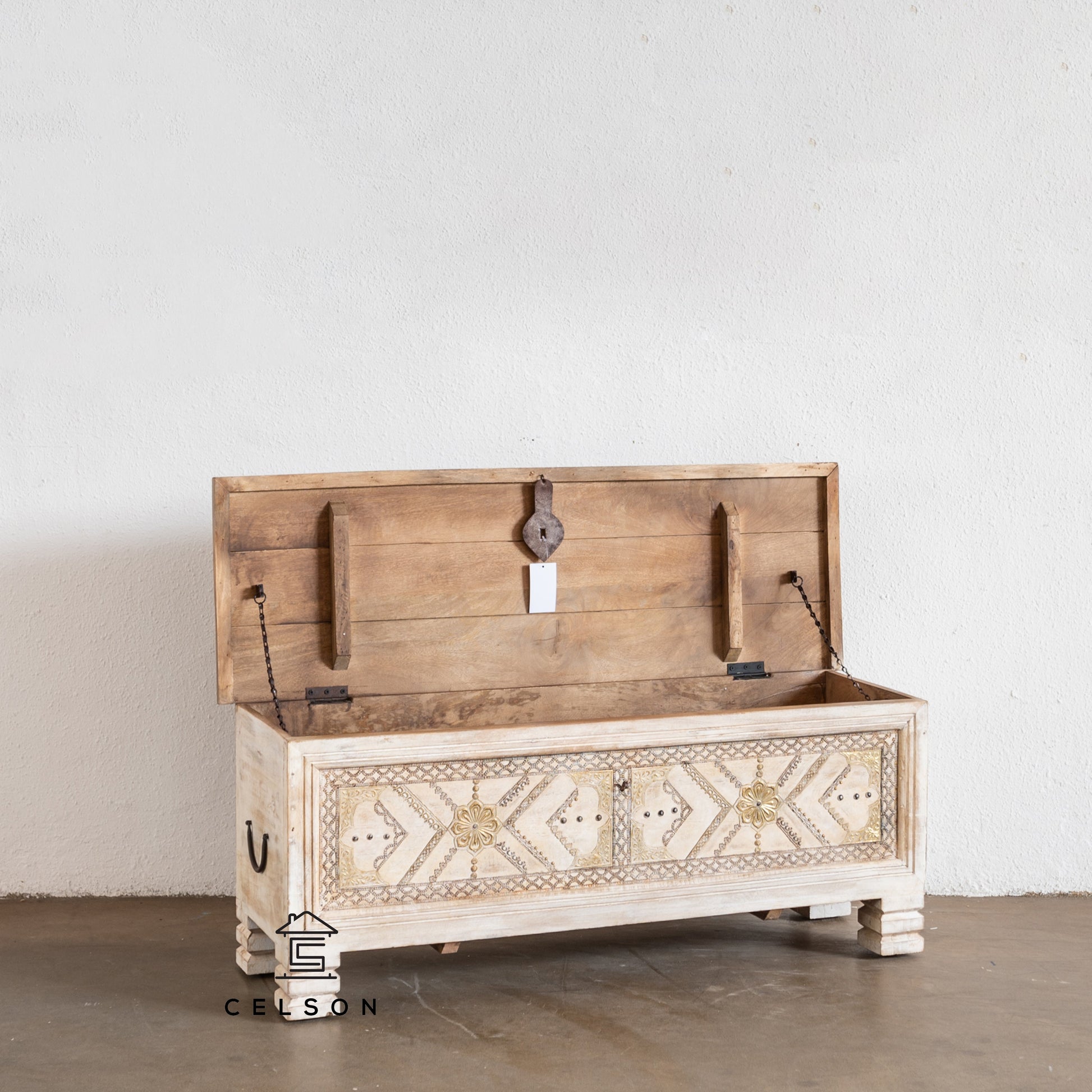 Cibu Carved Wooden Storage Trunk