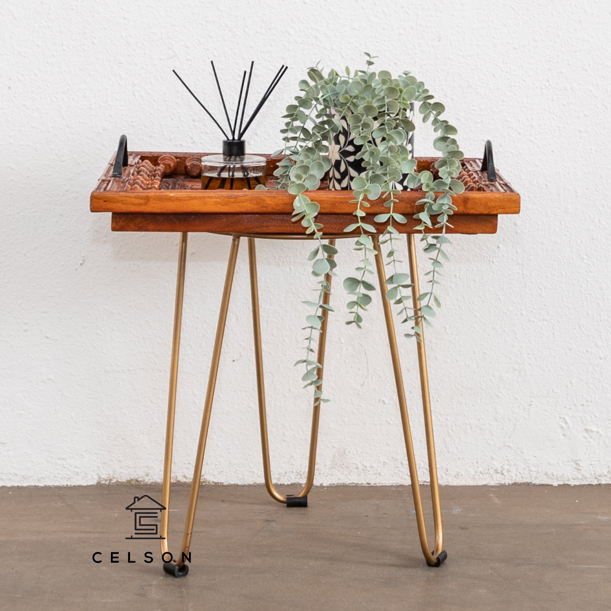 Nivi Wooden Hand Carved Nesting Table