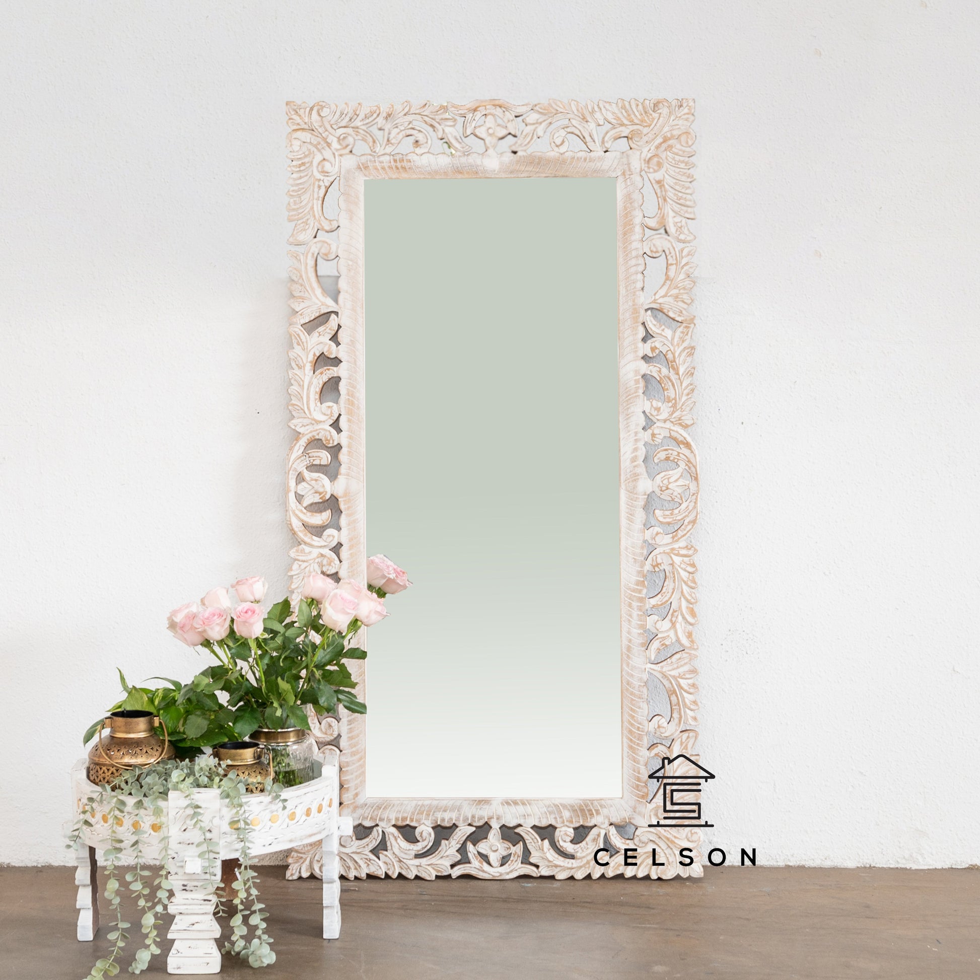 Ansh Carved Wooden Mirror
