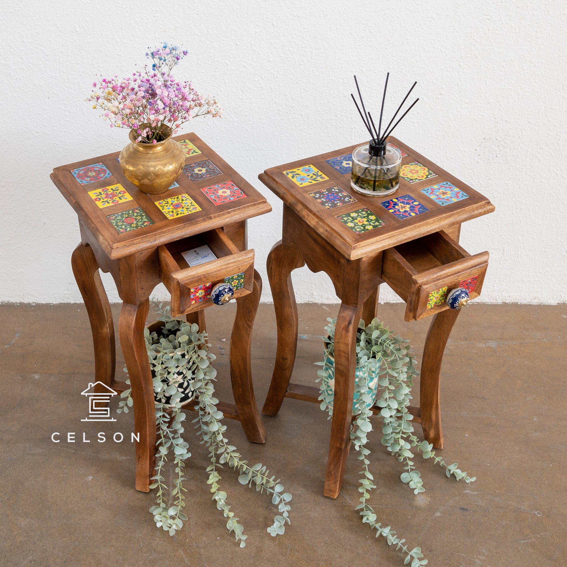 Shivi Multi Color Tile Side Tables