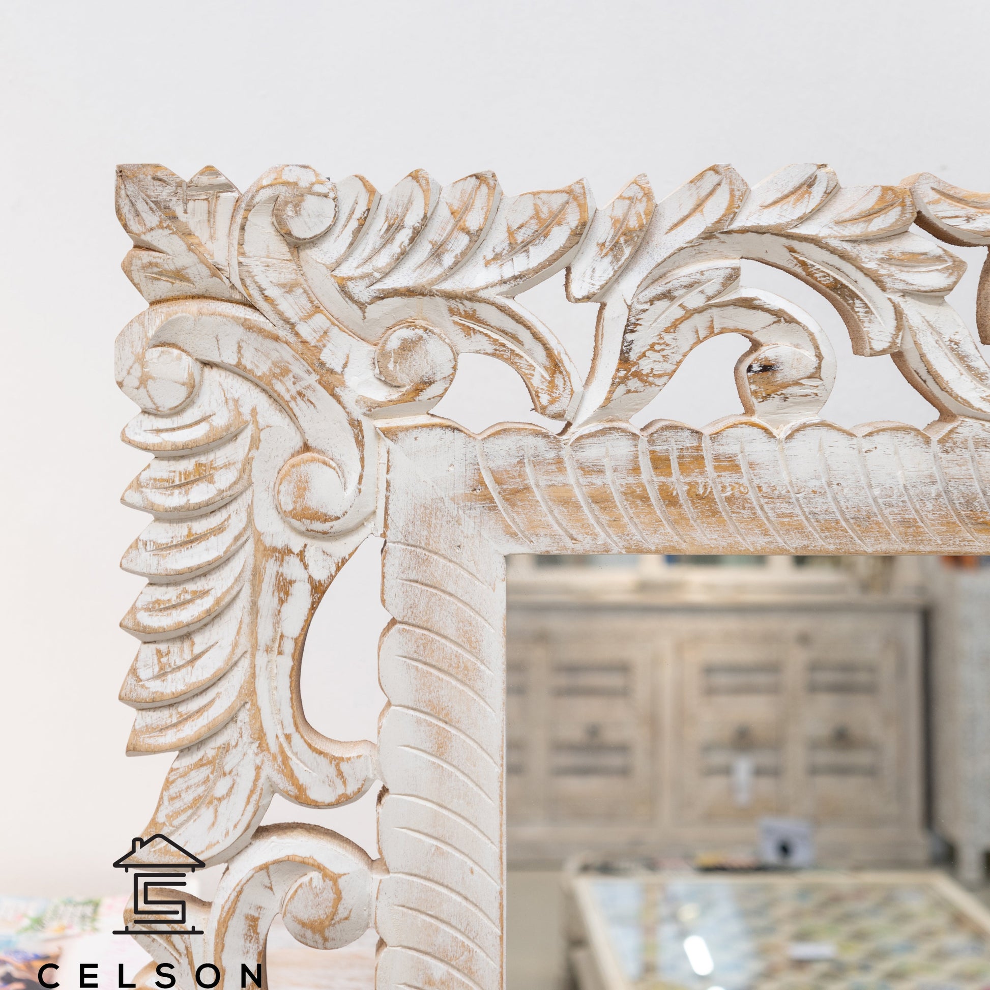 Ansh Carved Wooden Mirror