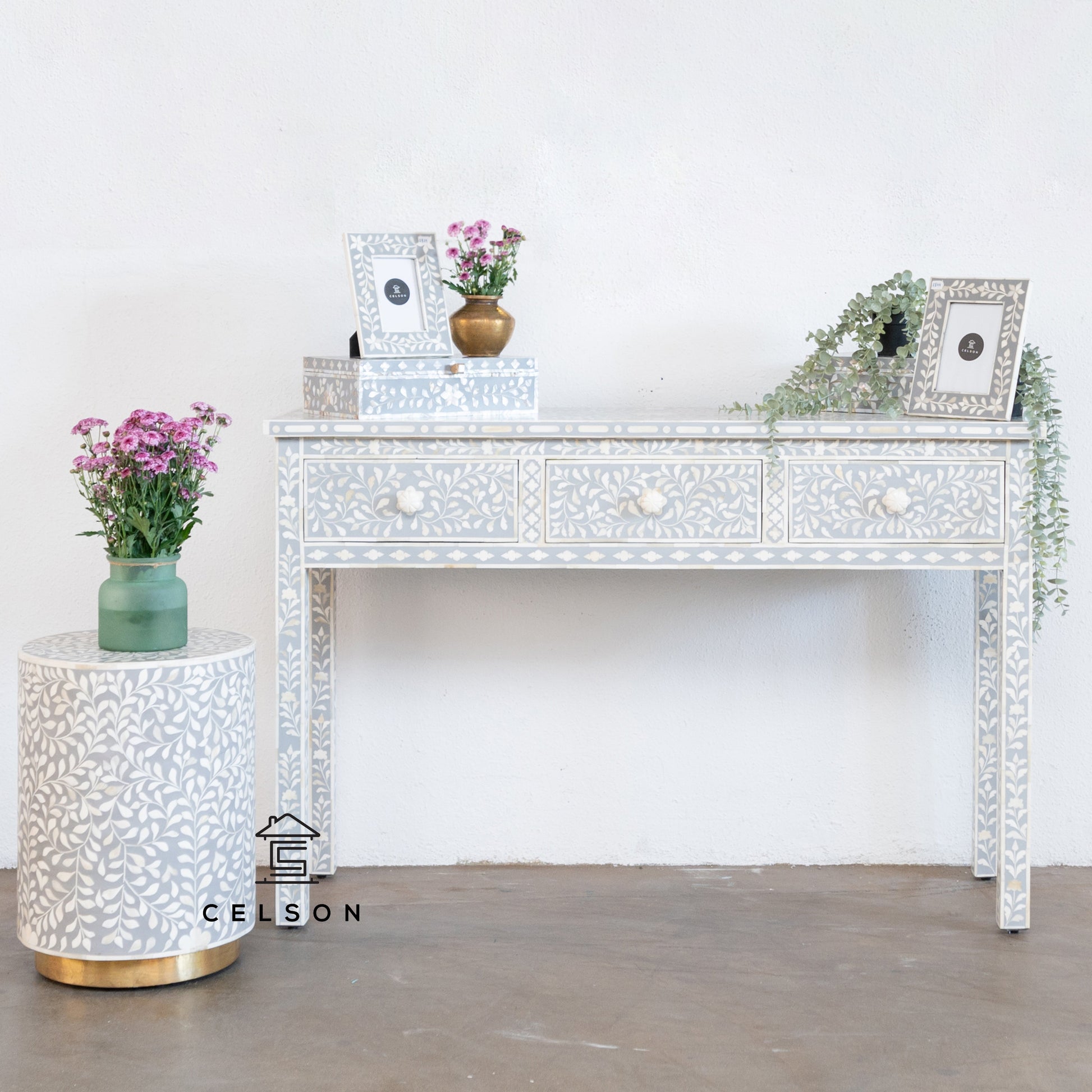 Brusky Bone Inlay Console Table