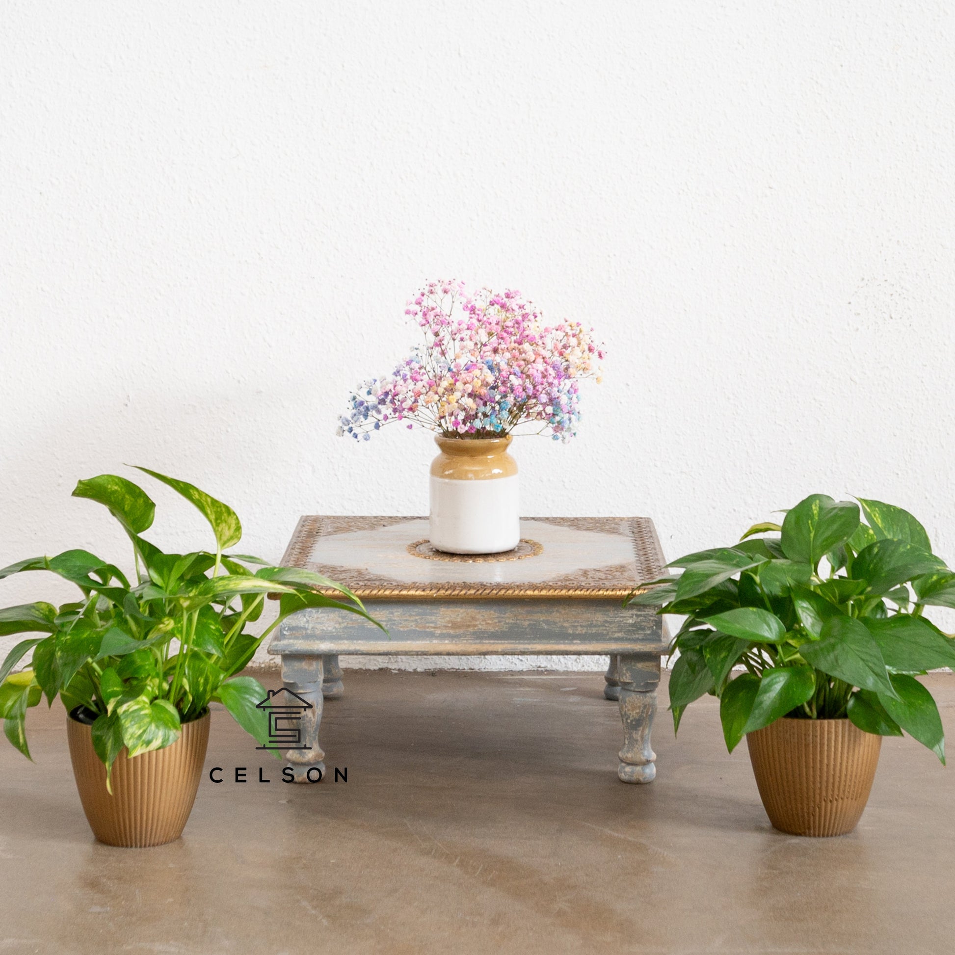 Kudi Brass Fitted Stool