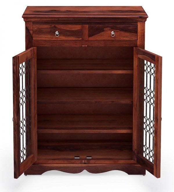 Shea Hand Carved Wooden Shoe Cabinet