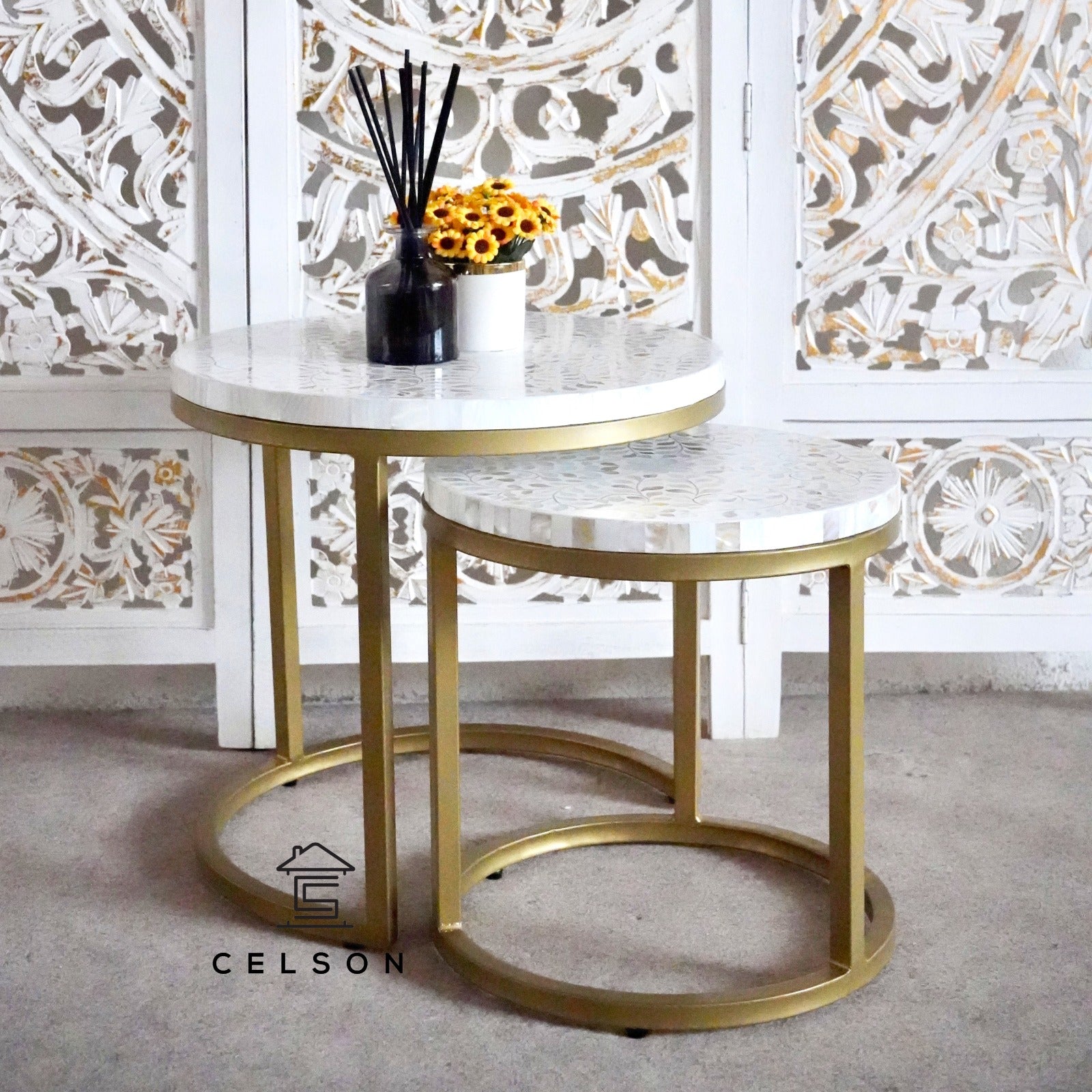 Tia Mother Of Pearl Inlay Nesting Coffee Table