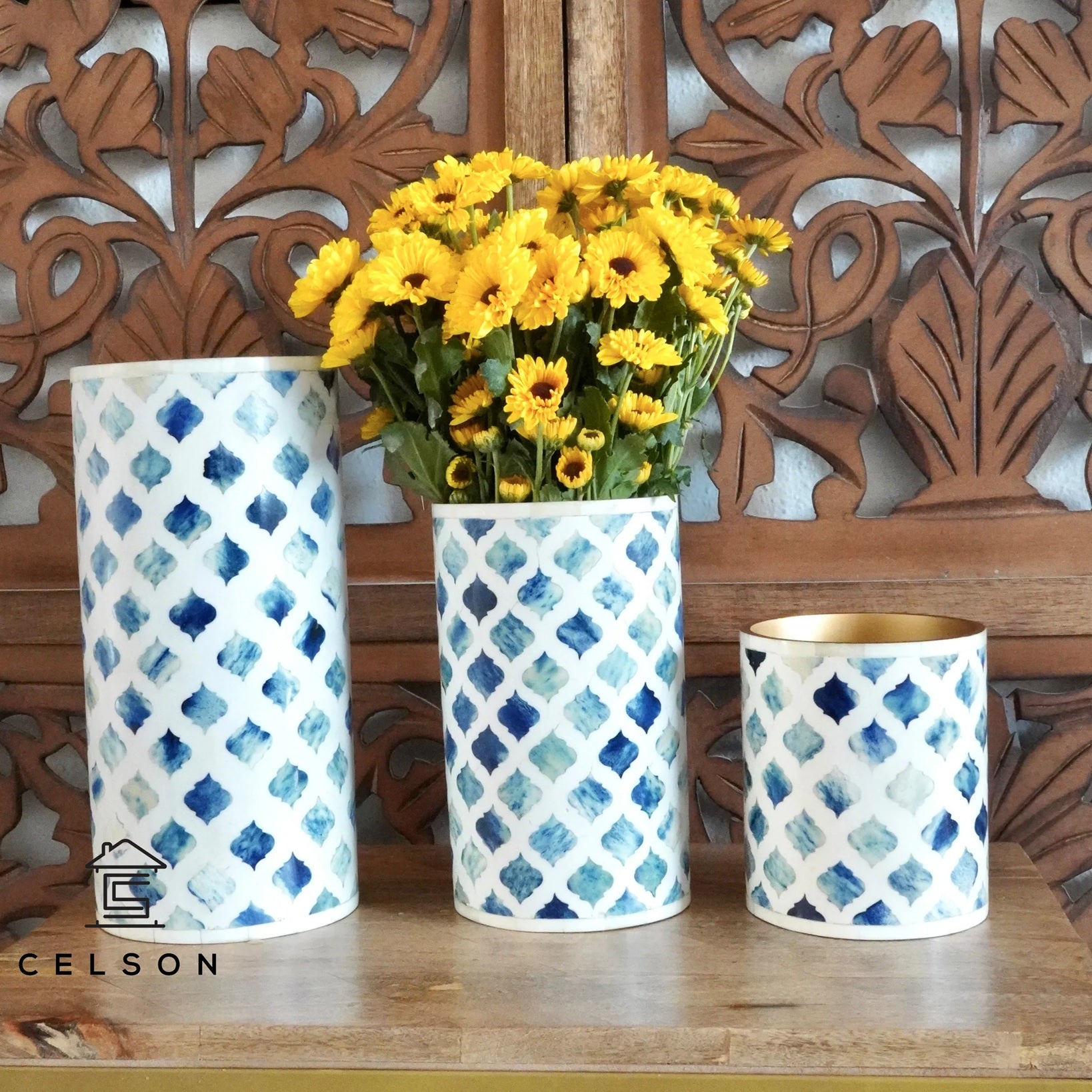 Amelia Bone Inlay Vase