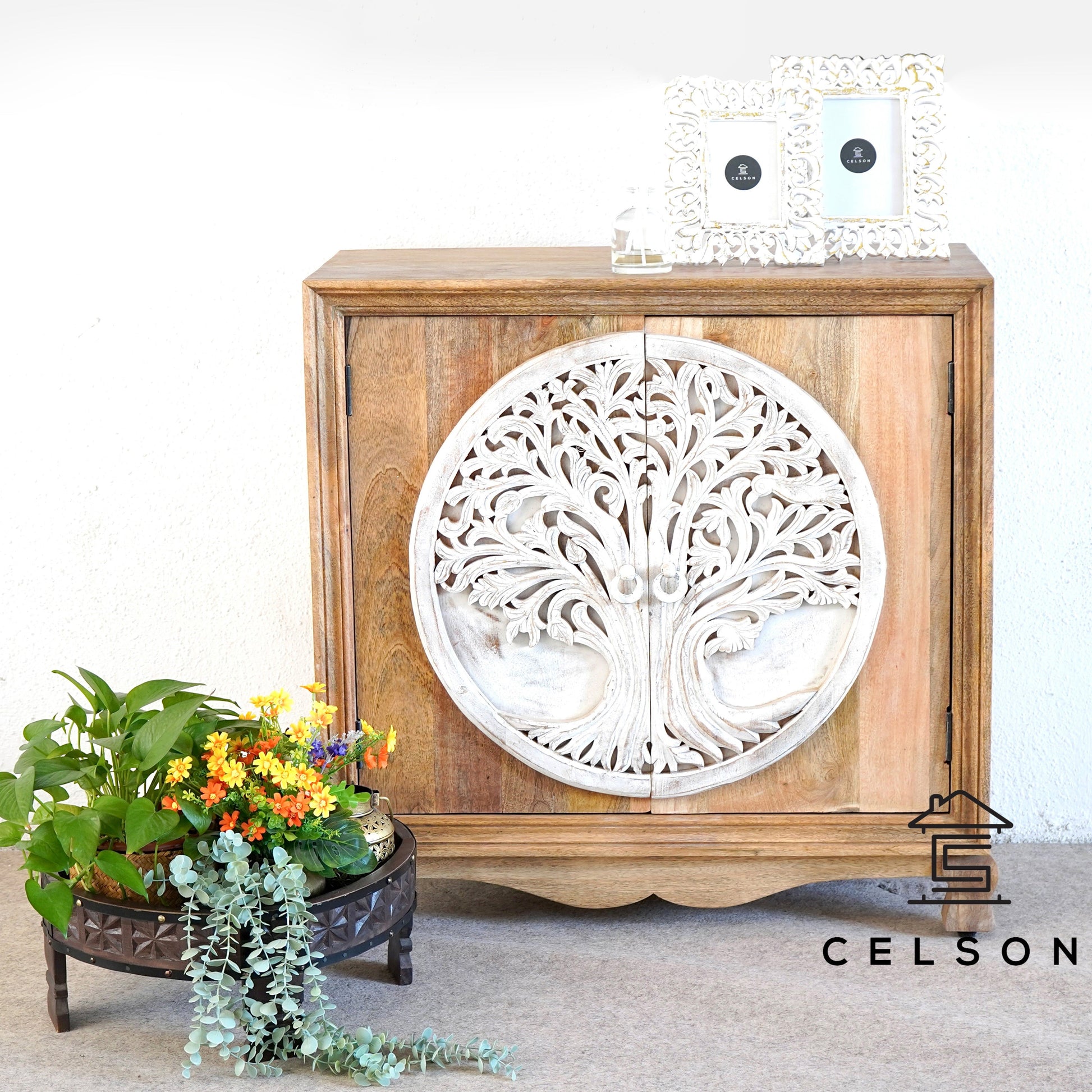 Phill Carved Wooden Chest