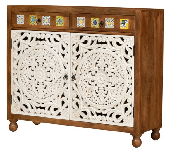 Riva Hand Carved Shoe Cabinet