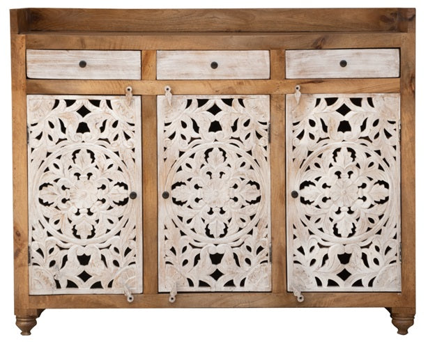 Lucia Carved Wooden Shoe Cabinet