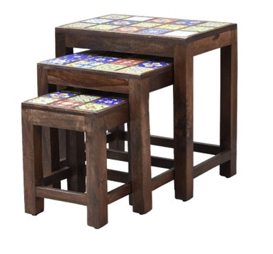 Freya Wooden Hand Painted Nesting Table