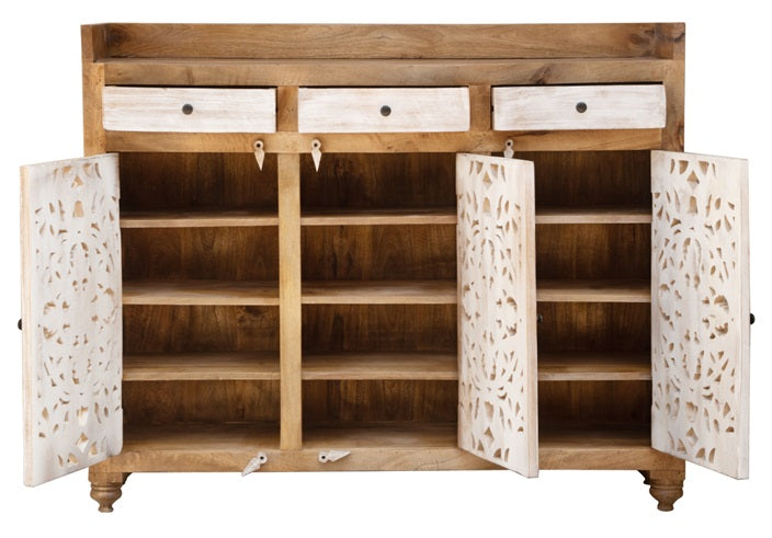 Lucia Carved Wooden Shoe Cabinet