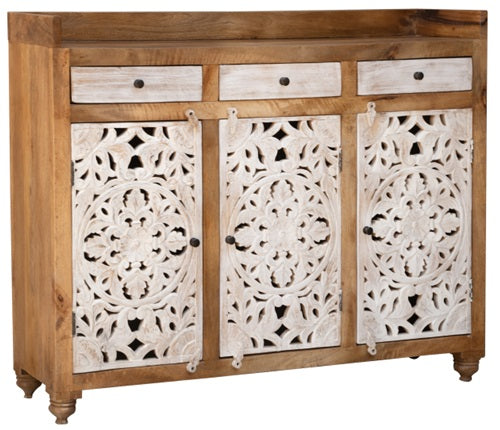 Lucia Carved Wooden Shoe Cabinet