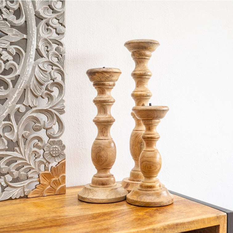 Jenna Hand Carved Candle Holder