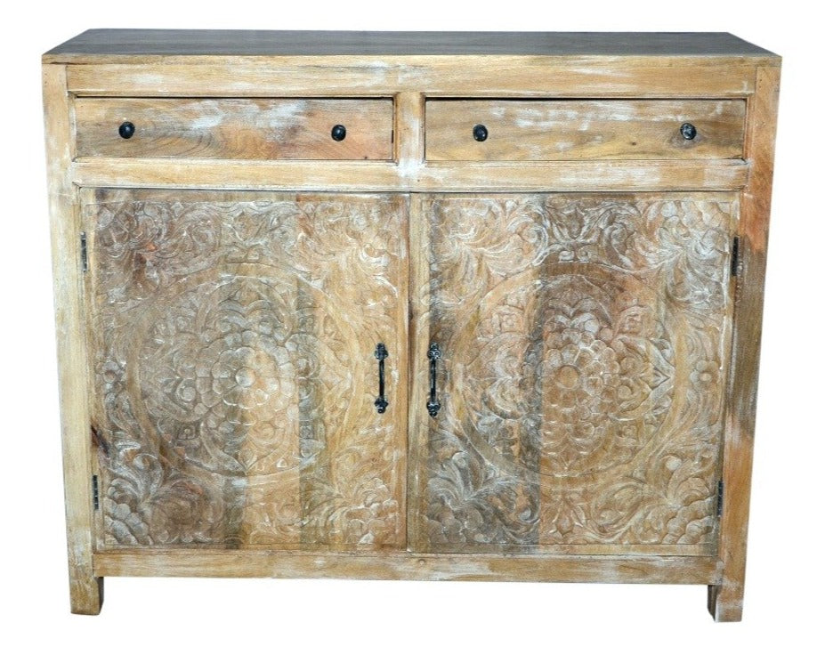 Ewen Carved Wooden Chest