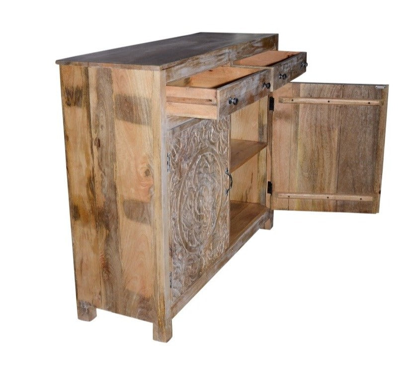 Ewen Carved Wooden Chest