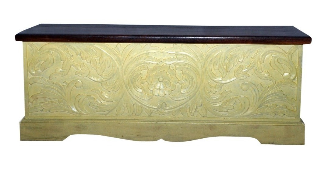 AnselIn Carved Wooden Storage Trunk
