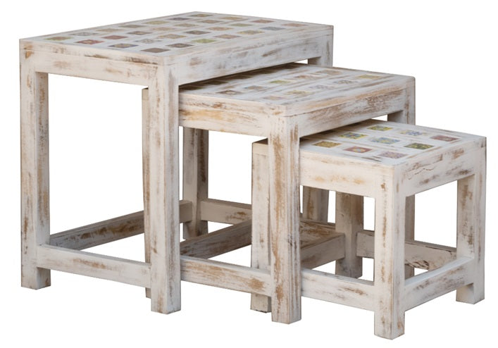 Marcus Wooden Hand Painted Nesting Table